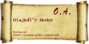 Olajkár Andor névjegykártya